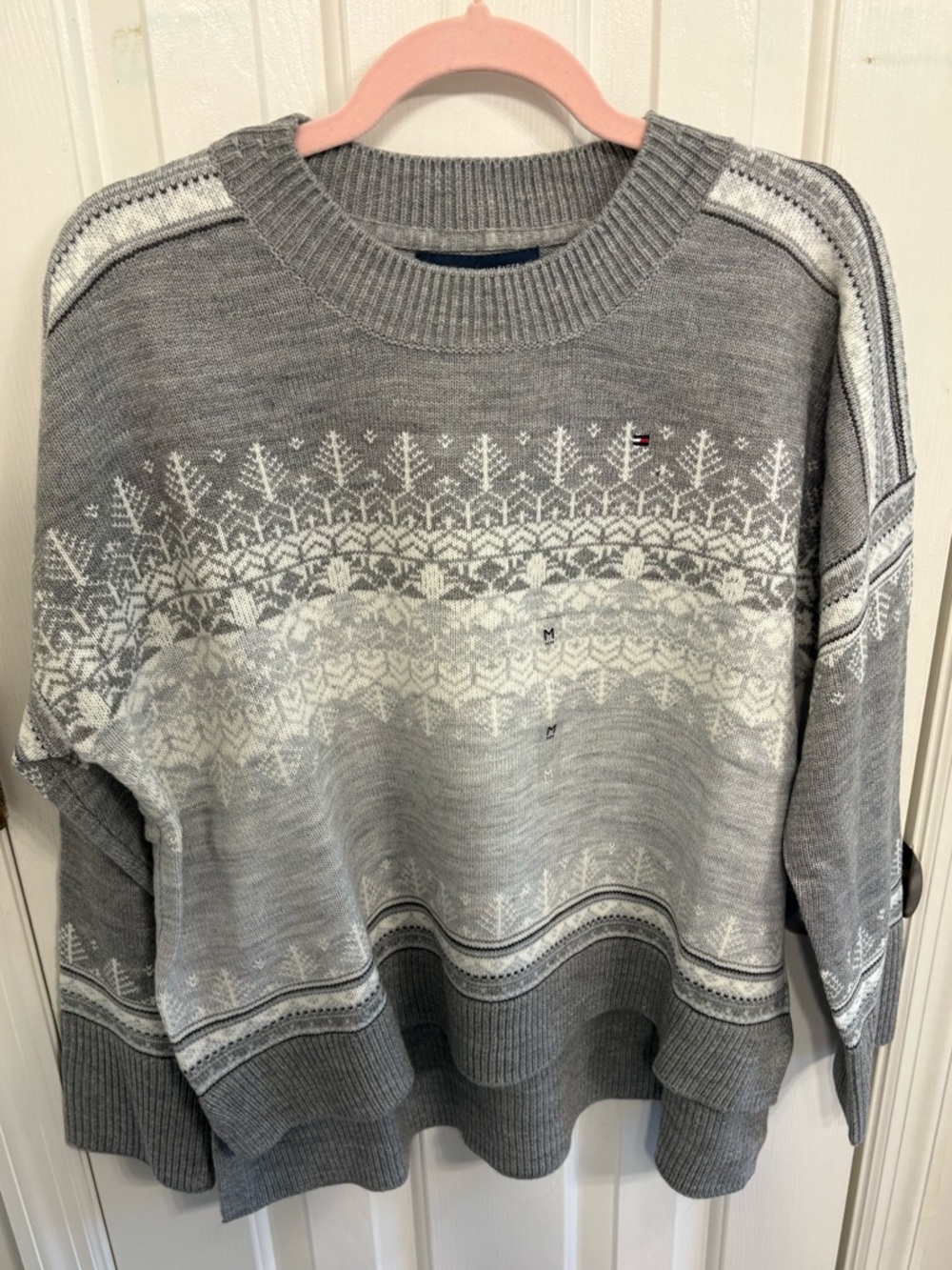 Tommy Hilfiger Light Gray Ribbed Crewneck Sweater
